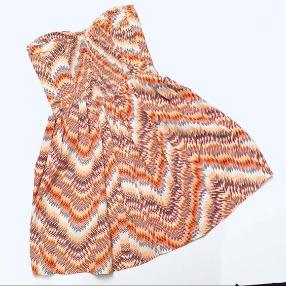 Parker Lily Multi Color Silk Strapless Dress S - Picture 6 of 8